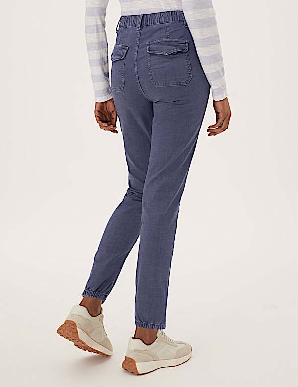 Cotton Blend Slim Fit Ankle Grazer Joggers