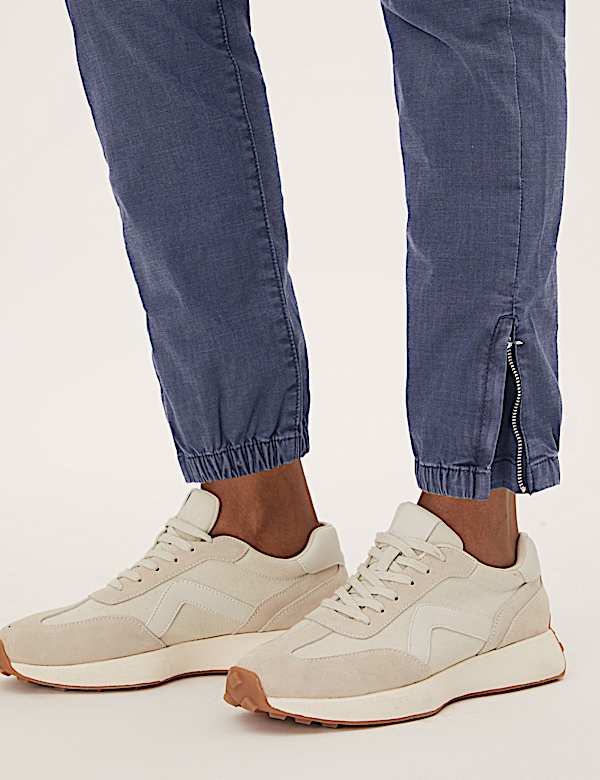 Cotton Blend Slim Fit Ankle Grazer Joggers