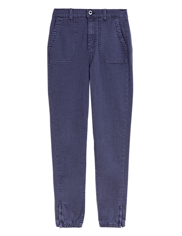 Cotton Blend Slim Fit Ankle Grazer Joggers