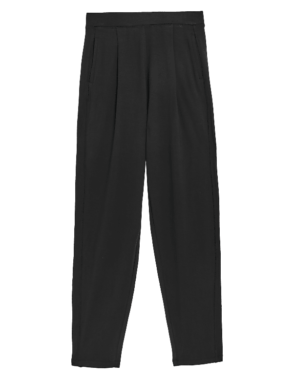 Jersey Pleat Front Tapered Trousers