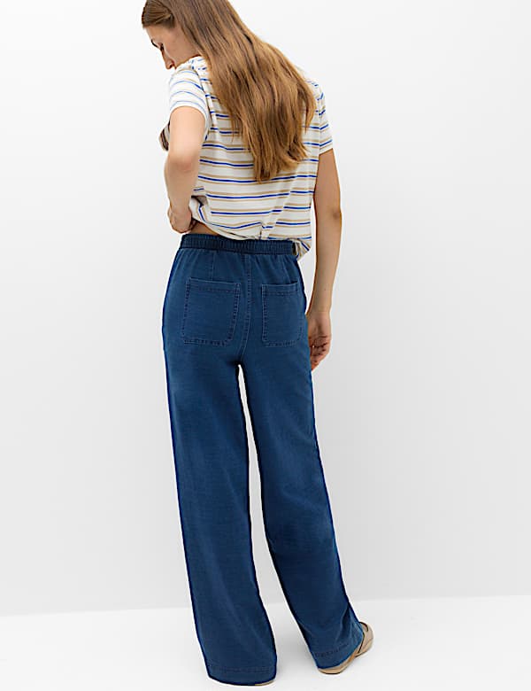 Denim Elasticated Waist Wide Leg Trousers - IT