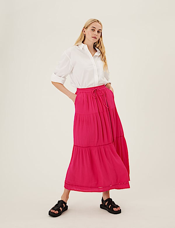 Crepe Maxi A-Line Skirt