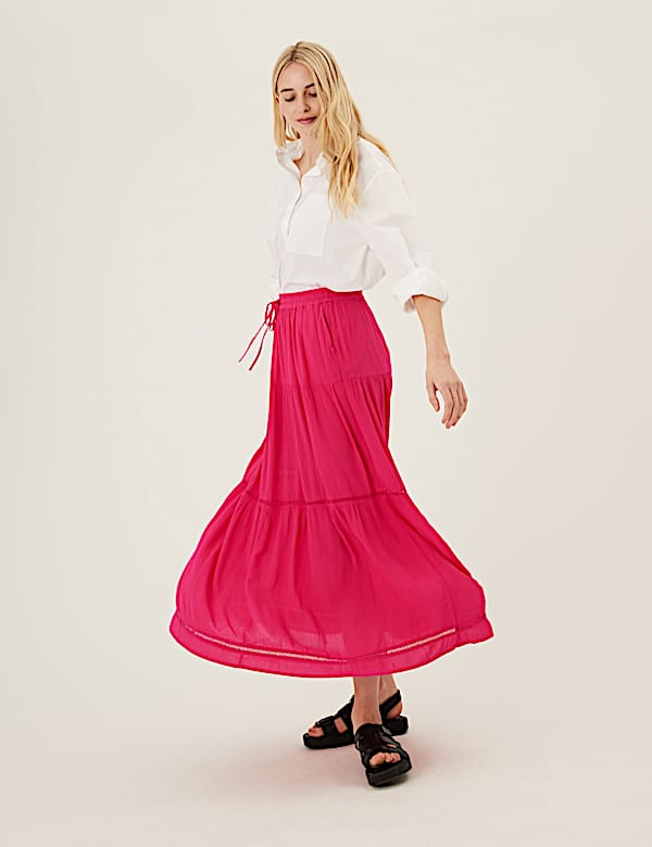Crepe Maxi A-Line Skirt