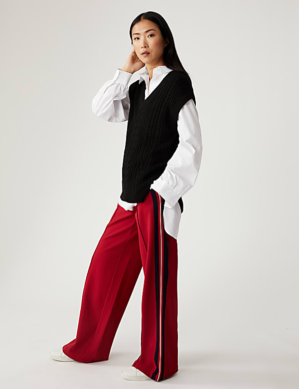 Side Stripe Wide Leg Trousers