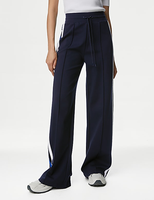 Jersey Side Stripe Wide Leg Trousers