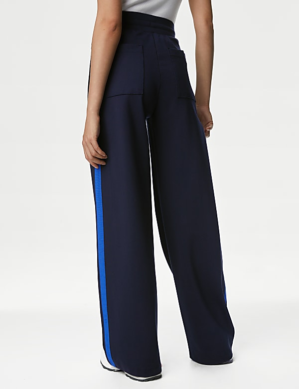 Jersey Side Stripe Wide Leg Trousers