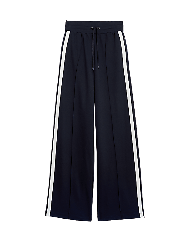 Jersey Side Stripe Wide Leg Trousers
