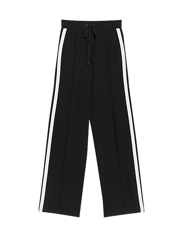 Jersey Side Stripe Wide Leg Trousers