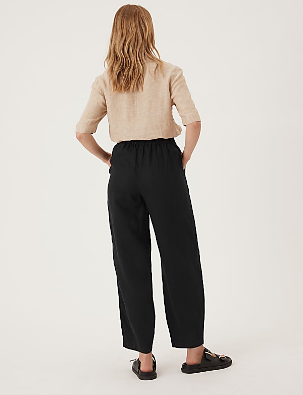Pure Linen Belted Balloon Trousers