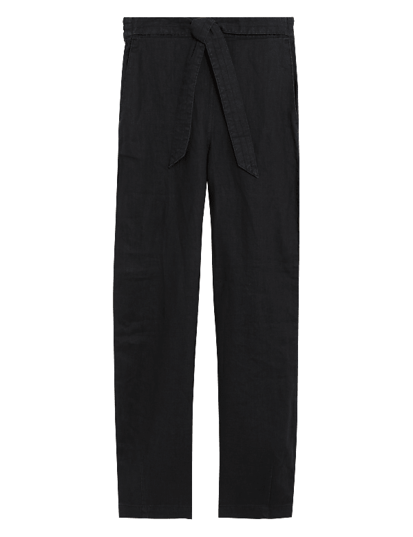 Pure Linen Belted Balloon Trousers