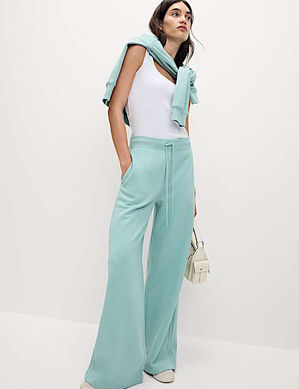 Cotton Rich Brushed Wide Leg Joggers - BE