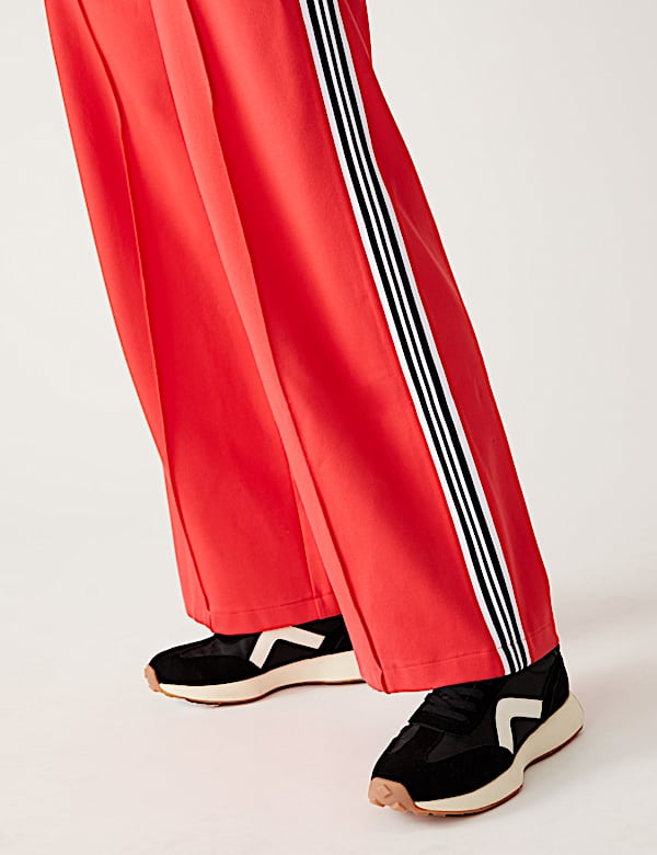 Jersey Side Stripe Wide Leg Trousers