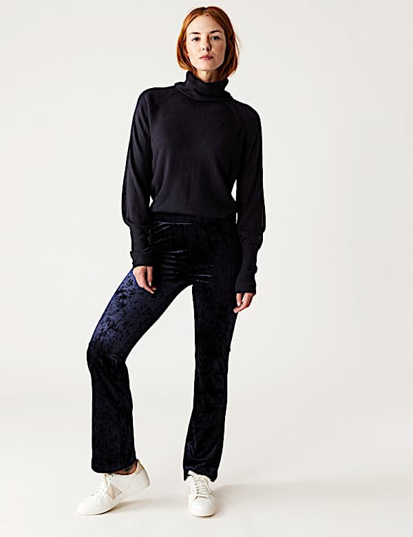 Velour High Waisted Flared Leggings