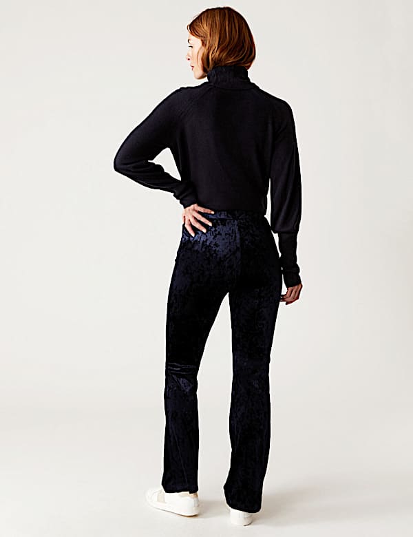 Velour High Waisted Flared Leggings