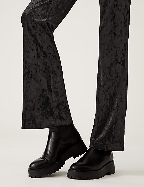 Velour High Waisted Flared Leggings