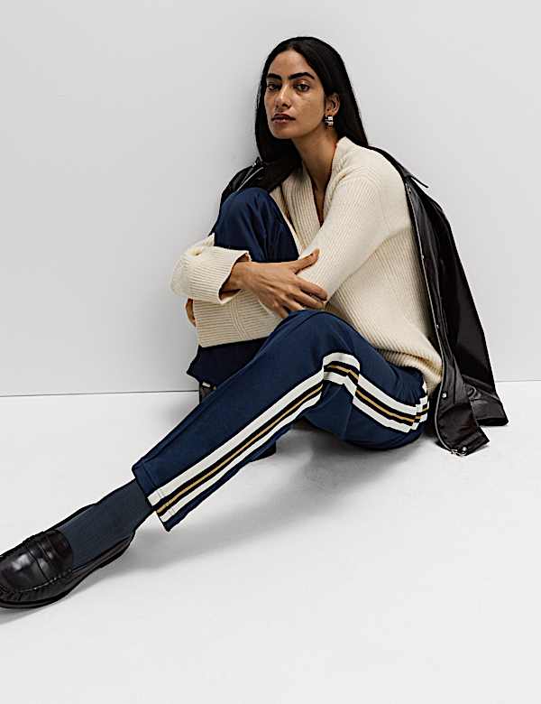 Cotton Rich Retro Side Stripe Joggers