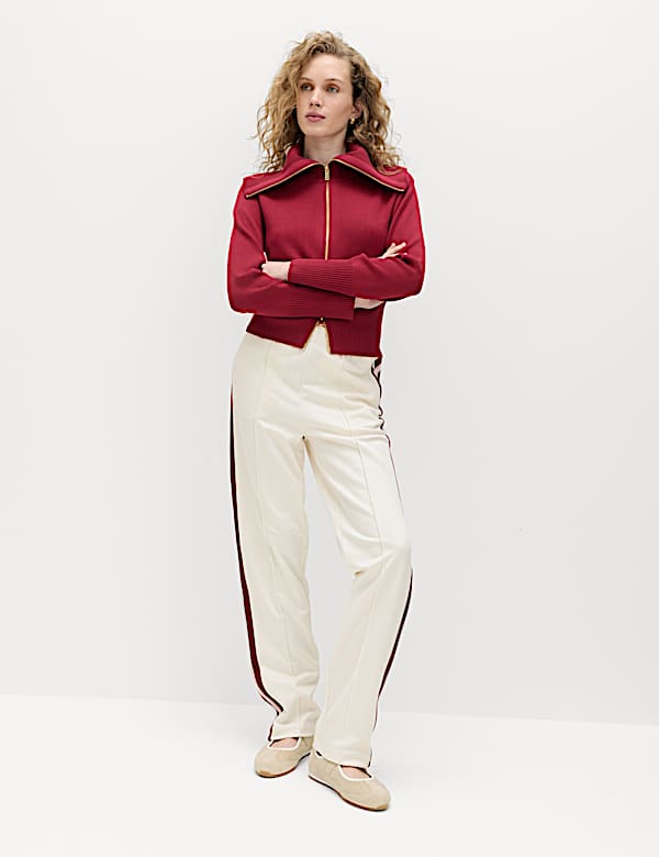 Pantalon de jogging style r&eacute;tro en coton &agrave; rayure lat&eacute;rale - FR