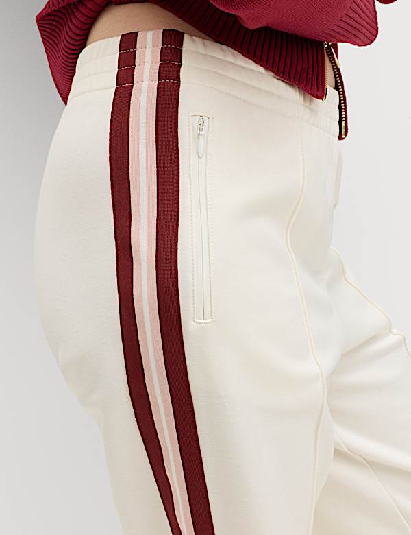 Pantalon de jogging style r&eacute;tro en coton &agrave; rayure lat&eacute;rale - FR