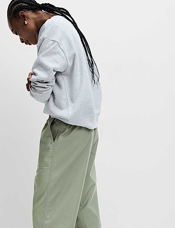 Pure Cotton Pull On Carrot Leg Trousers