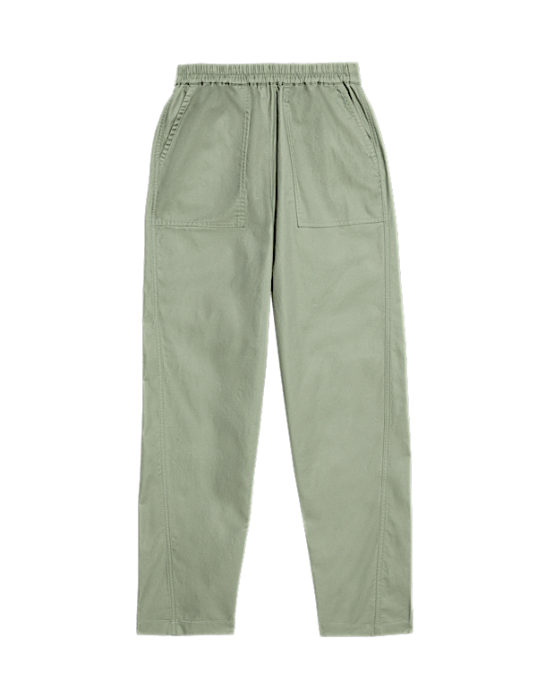 Pure Cotton Pull On Carrot Leg Trousers