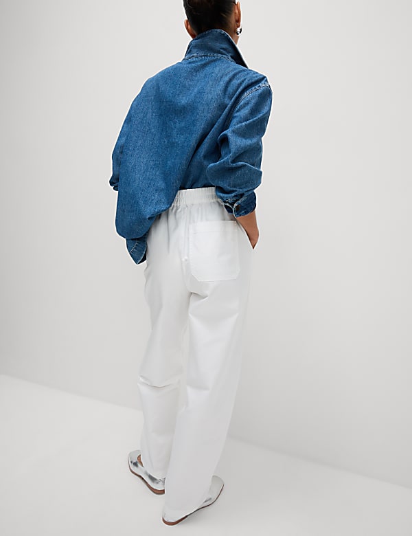 Pure Cotton Pull On Carrot Leg Trousers - LT