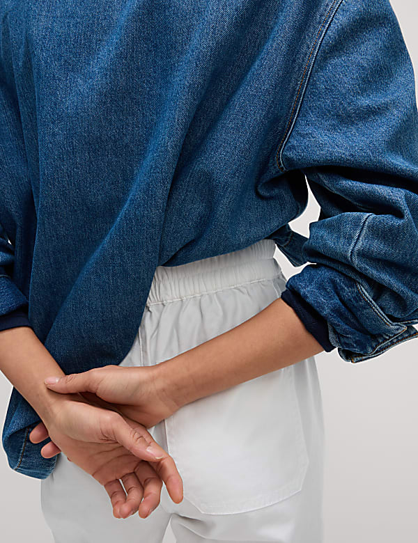 Pure Cotton Pull On Carrot Leg Trousers - LT