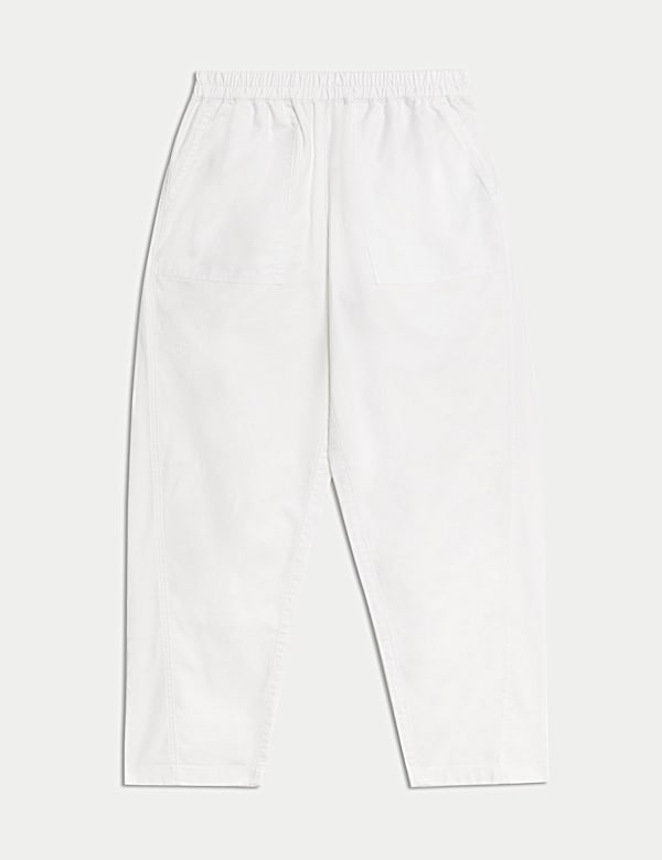 Pure Cotton Pull On Carrot Leg Trousers - LT
