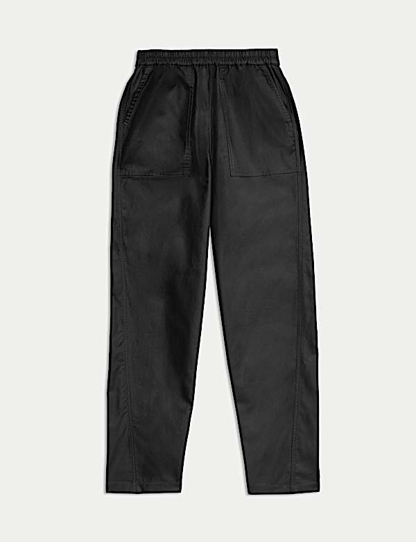 Kalhoty se zúženými nohavicemi bez zapínání, z čisté bavlny - CZ