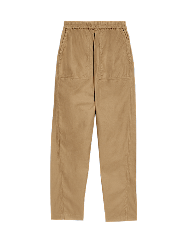 Pure Cotton Pull On Carrot Leg Trousers