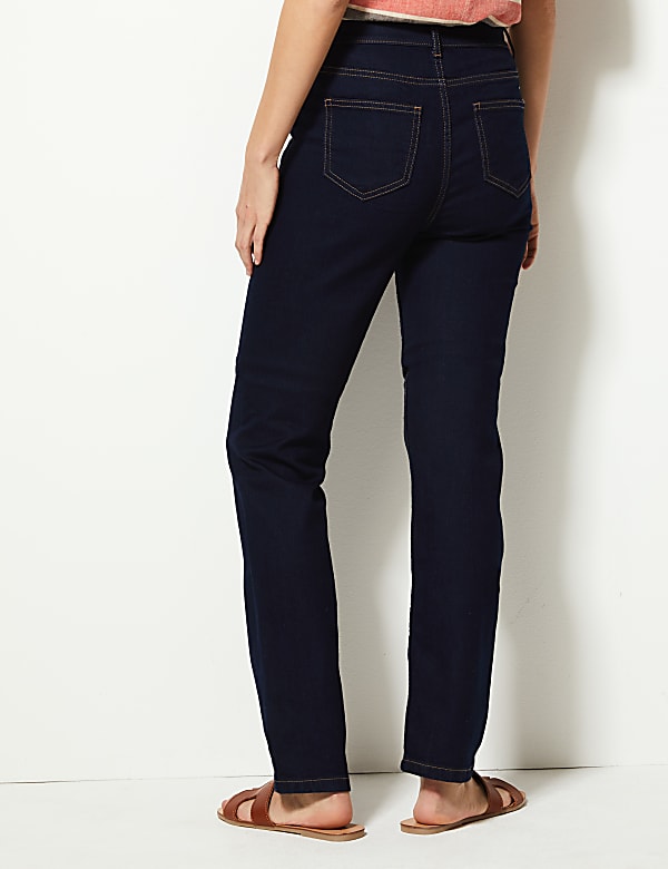 Mid Rise Straight Leg Jeans
