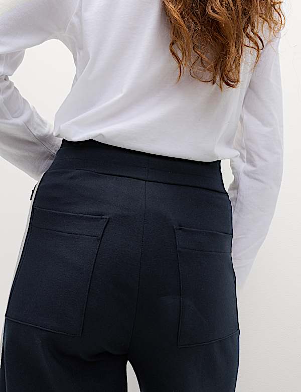 Jersey Side Stripe Wide Leg Trousers