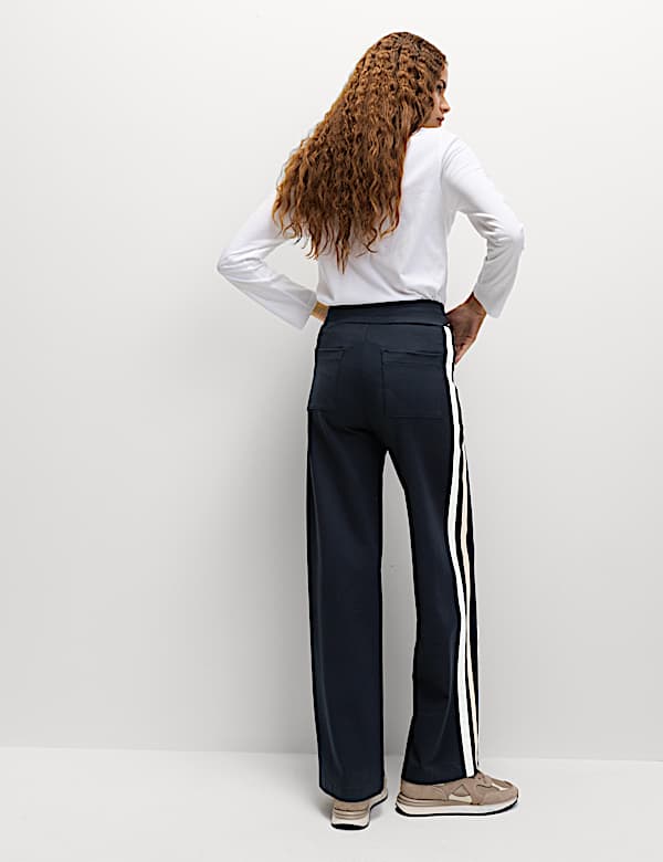 Jersey Side Stripe Wide Leg Trousers