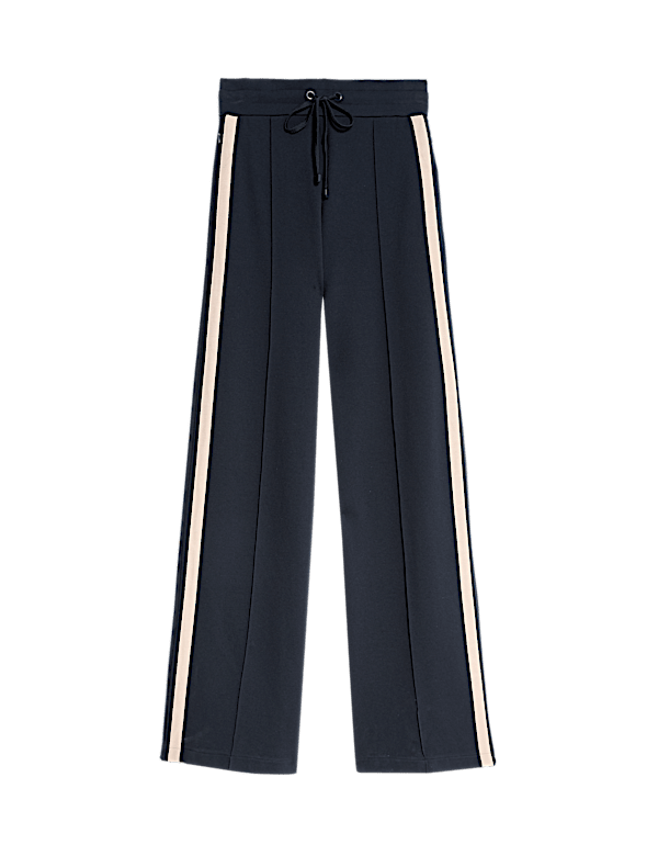 Jersey Side Stripe Wide Leg Trousers