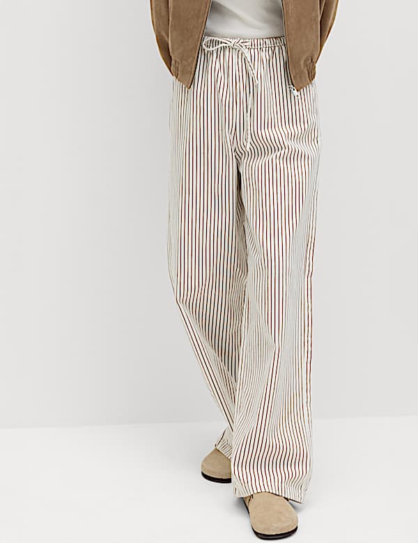 Denim Drawstring Wide-Leg Trousers