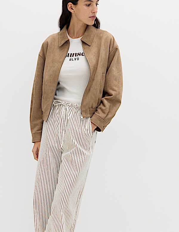 Denim Drawstring Wide-Leg Trousers