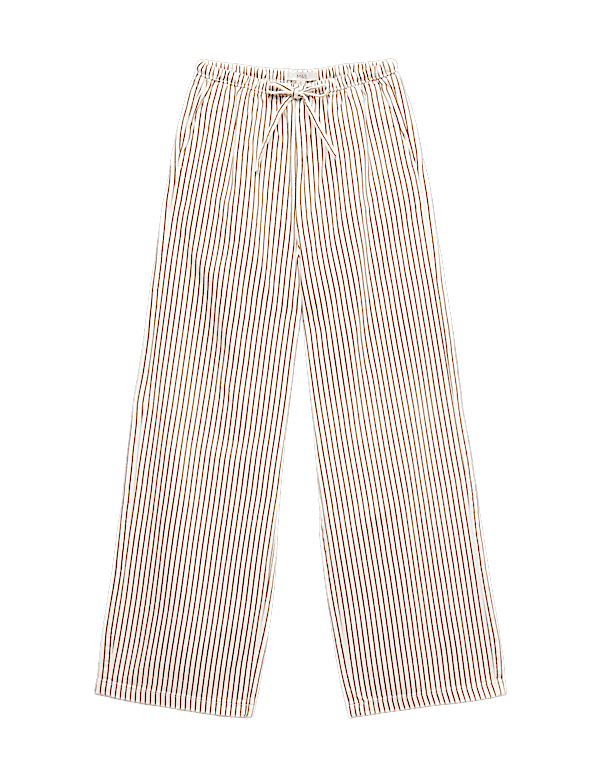 Denim Drawstring Wide-Leg Trousers