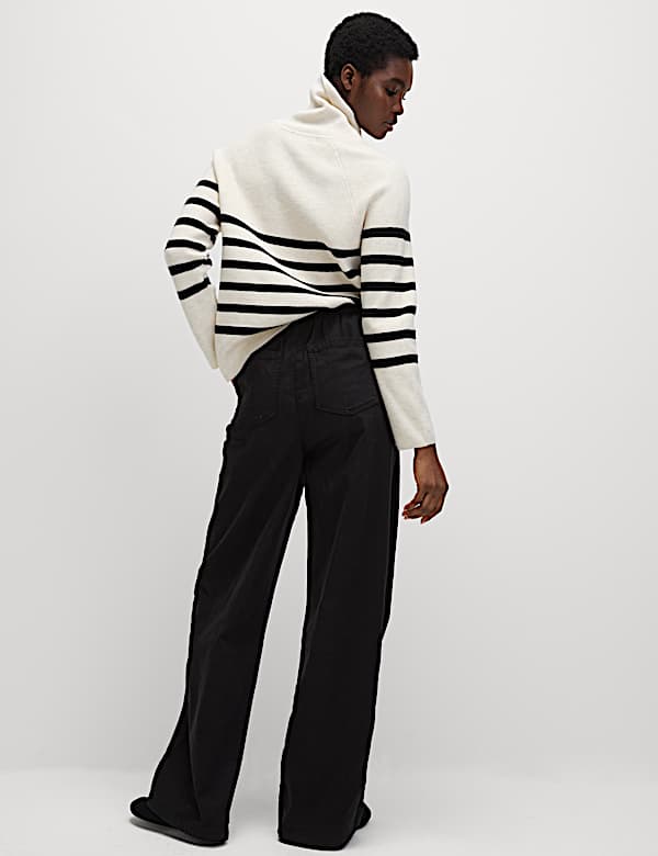 Pantalon jambe large en jean avec cordon - CA