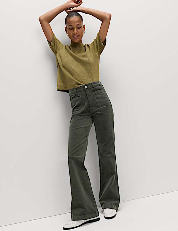 Cotton Rich Cord Flared Slim Fit Trousers