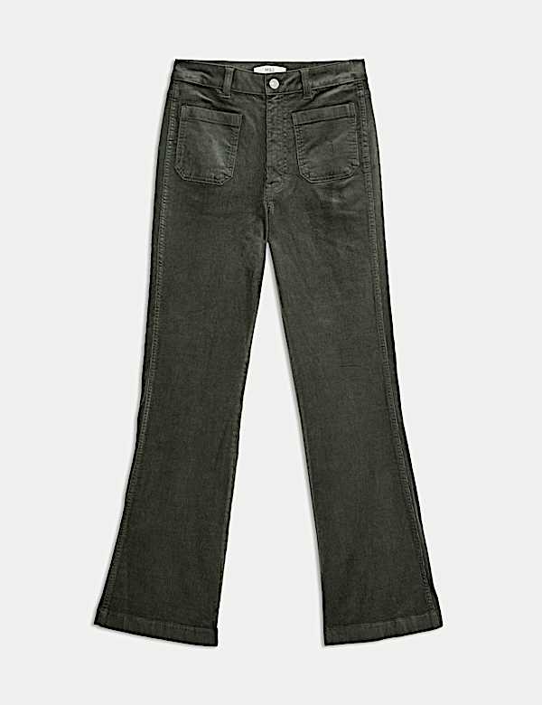 Cotton Rich Cord Flared Slim Fit Trousers - DE
