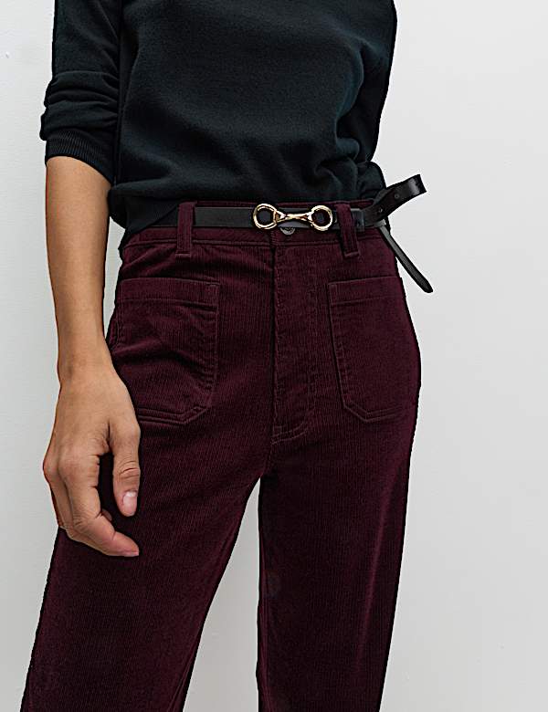 Cotton Rich Cord Flared Slim Fit Trousers - FI