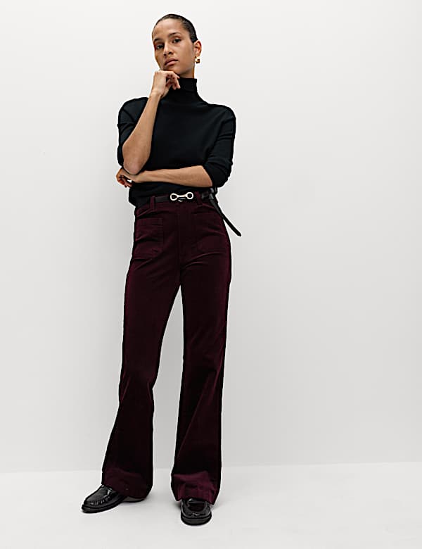 Cotton Rich Cord Flared Slim Fit Trousers