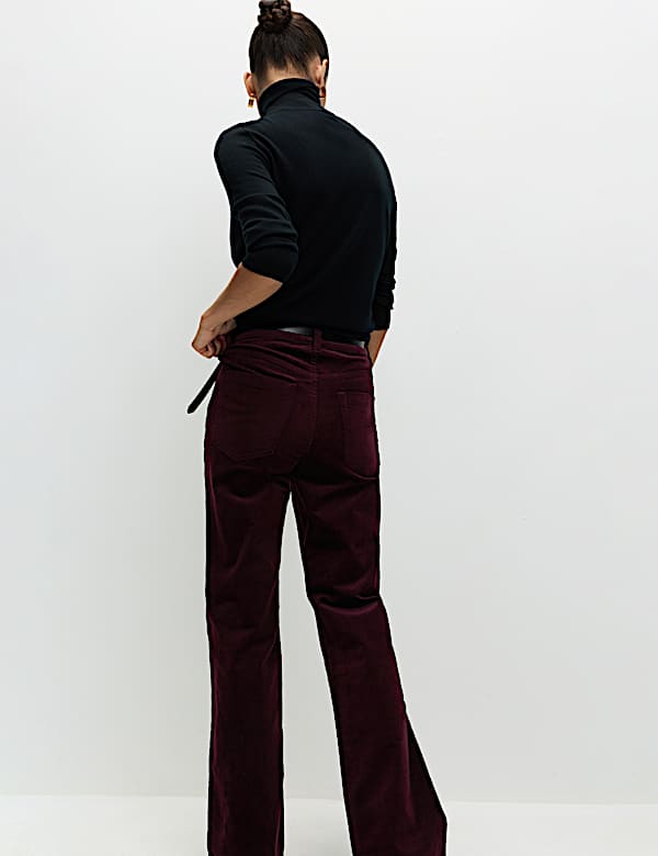 Cotton Rich Cord Flared Slim Fit Trousers