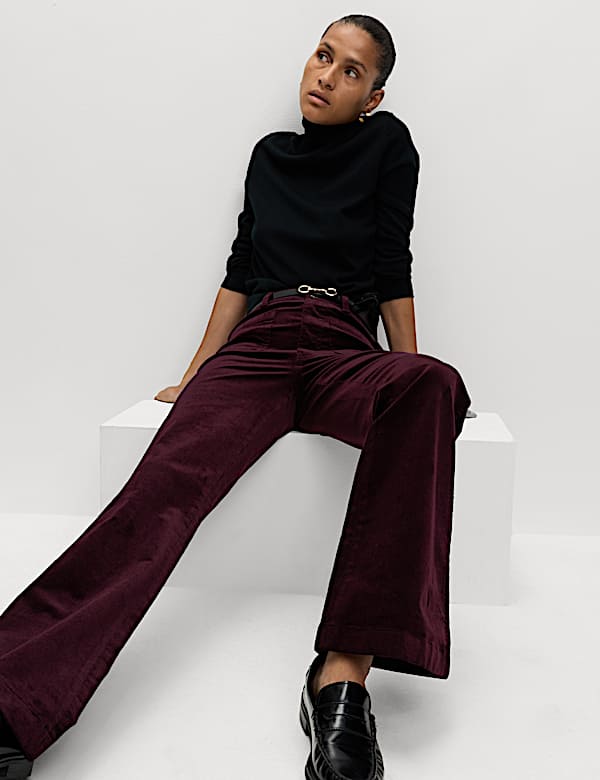 Cotton Rich Cord Flared Slim Fit Trousers