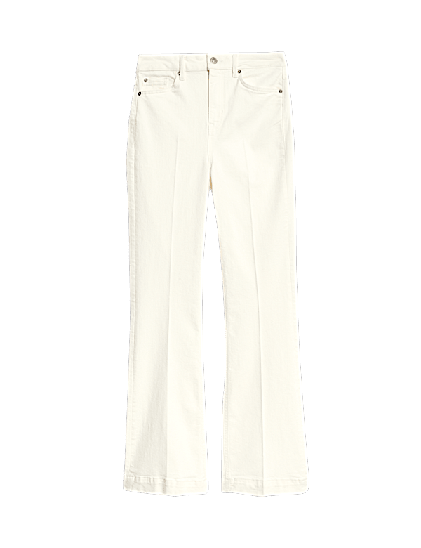 High Waisted Crease Front Slim Flare Jeans