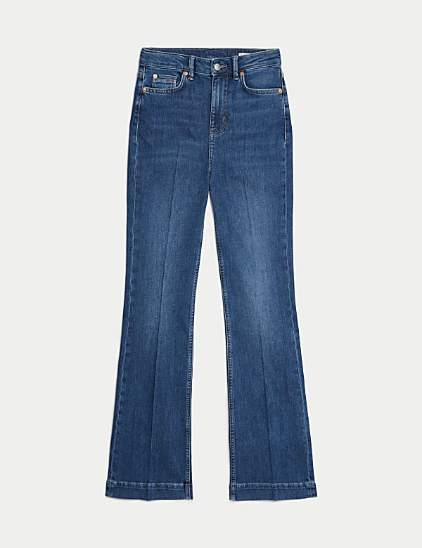 High Waisted Crease Front Slim Flare Jeans - FI