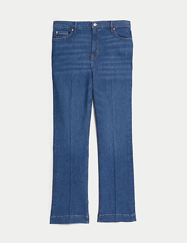 High Waisted Crease Front Slim Flare Jeans - AT