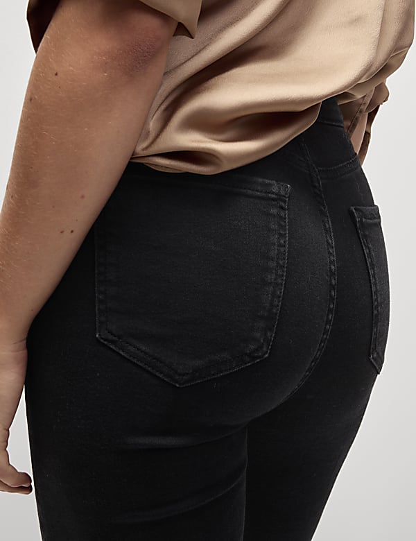 High Waisted Crease Front Slim Flare Jeans