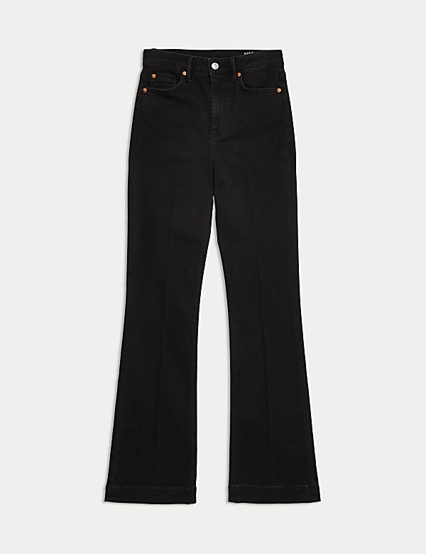 High Waisted Crease Front Slim Flare Jeans - FI