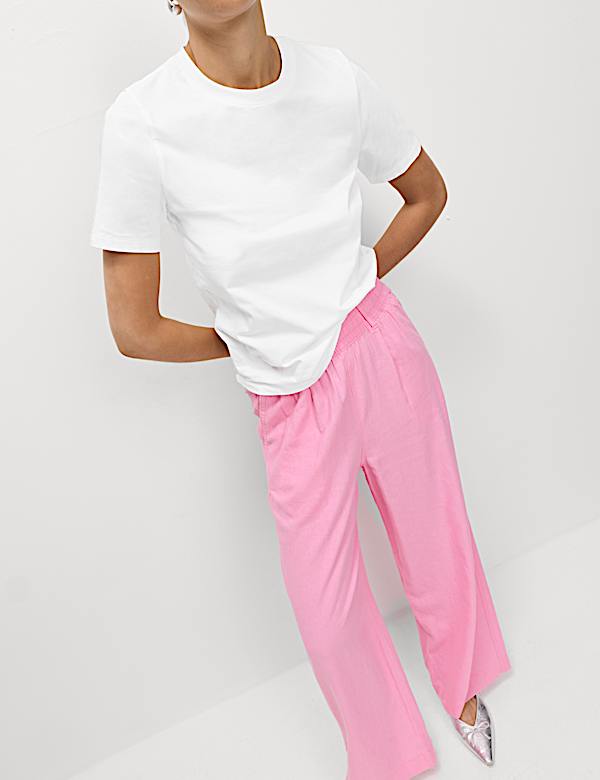 Linen Rich Wide Leg Trousers - LT