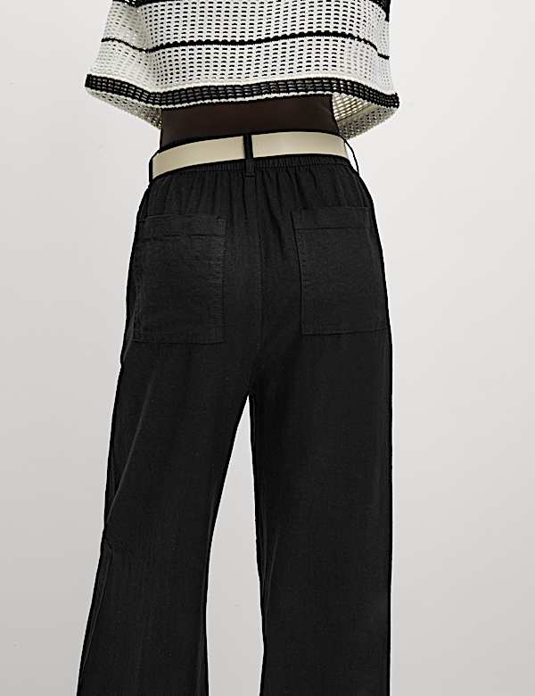 Linen Rich Wide Leg Trousers - FR